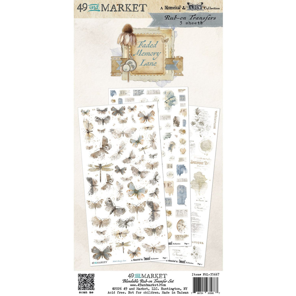 49 & Market Faded Memory Lane - Blendable Rub-On Transfers