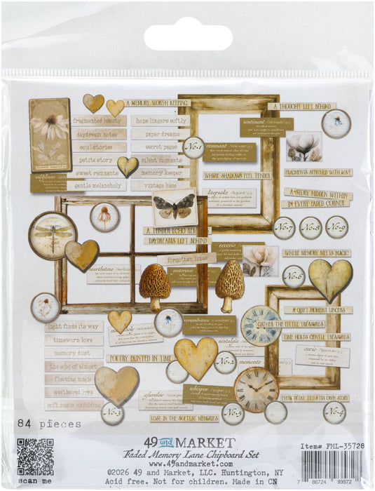 49 & Market Faded Memory Lane - Chipboard Set
