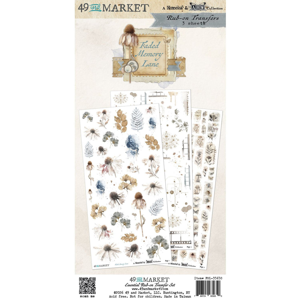 49 & Market Faded Memory Lane - Essential Rub-On Transfers