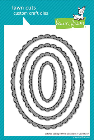 Lawn Fawn Craft Die - Stitched Scalloped Oval Stackables