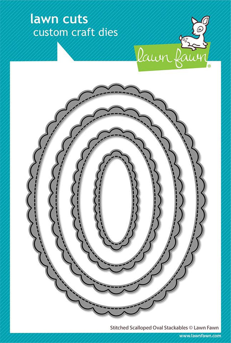Lawn Fawn Craft Die - Stitched Scalloped Oval Stackables