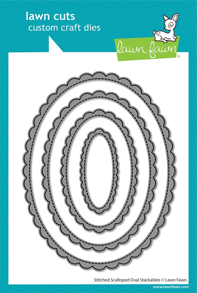 Lawn Fawn Craft Die - Stitched Scalloped Oval Stackables