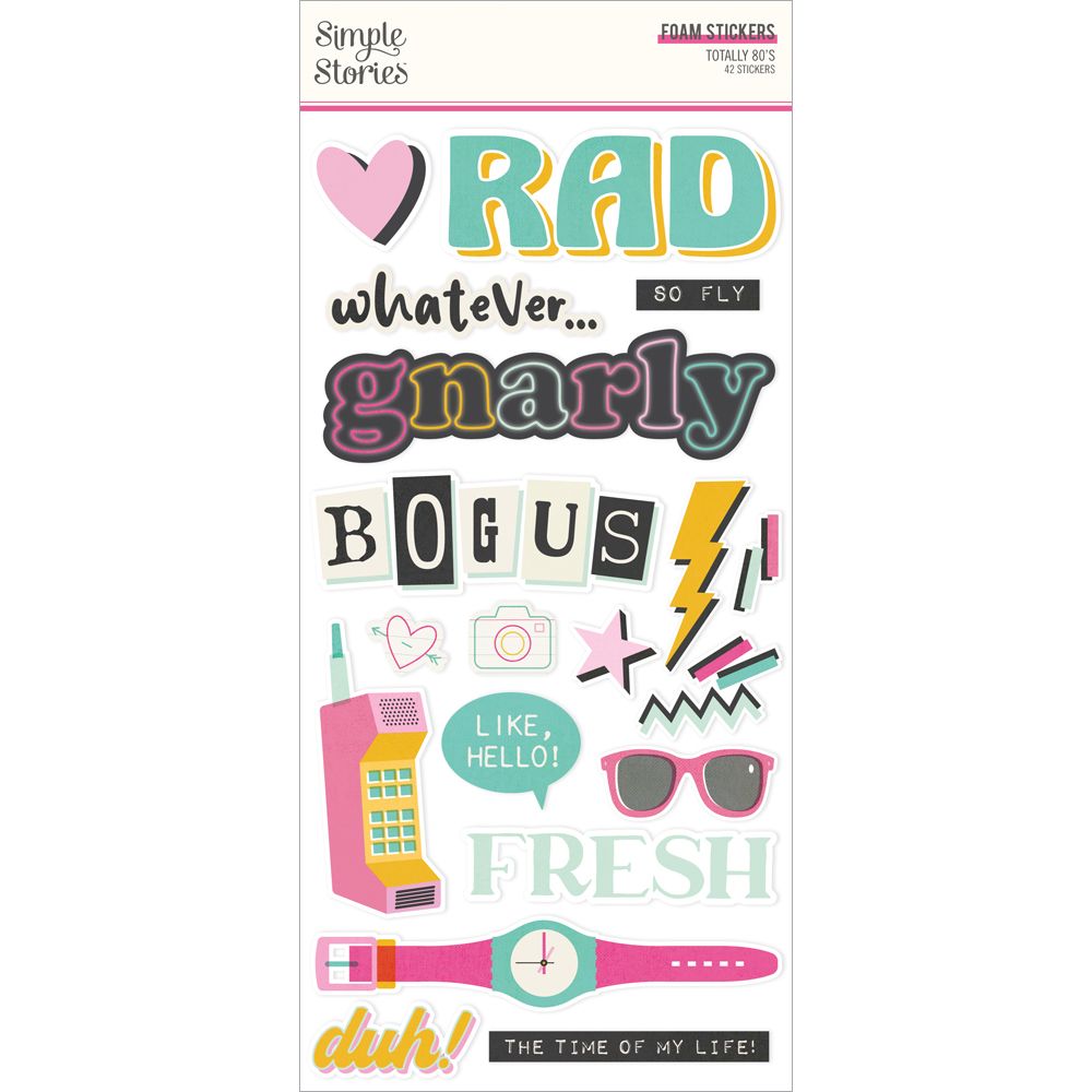 Simple Stories Totally 80's - Foam Stickers