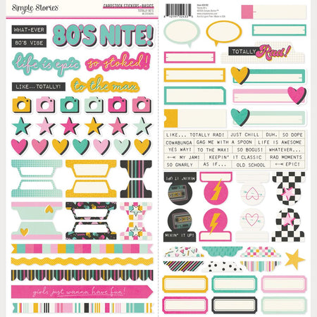Simple Stories Totally 80's - Cardstock Stickers Basics