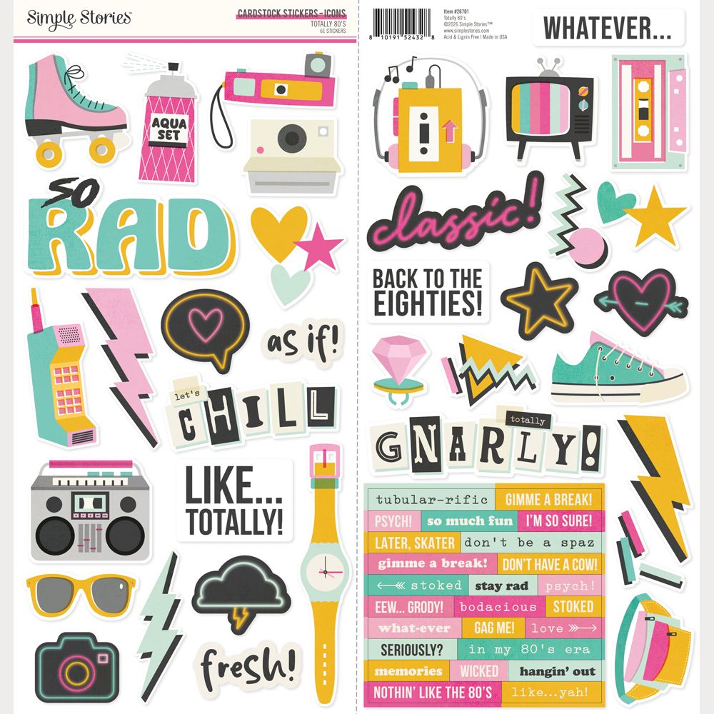 Simple Stories Totally 80's - Cardstock Stickers Icons