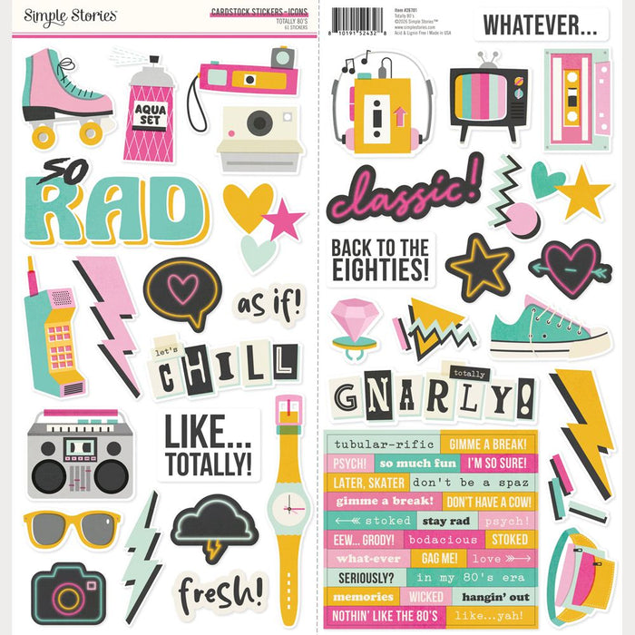 Simple Stories Totally 80's - Cardstock Stickers Icons