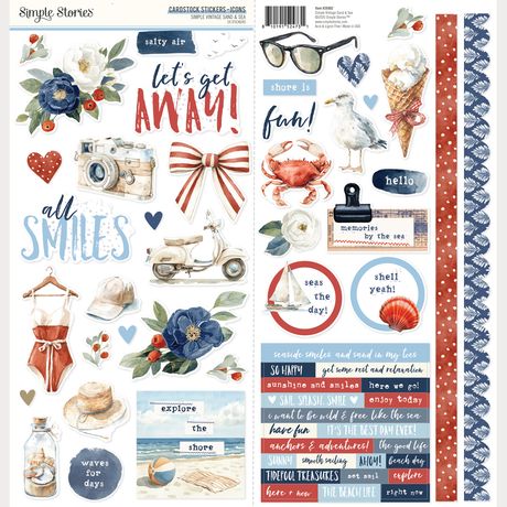 Simple Stories Simple Vintage Sand & Sea - Cardstock Stickers Icons