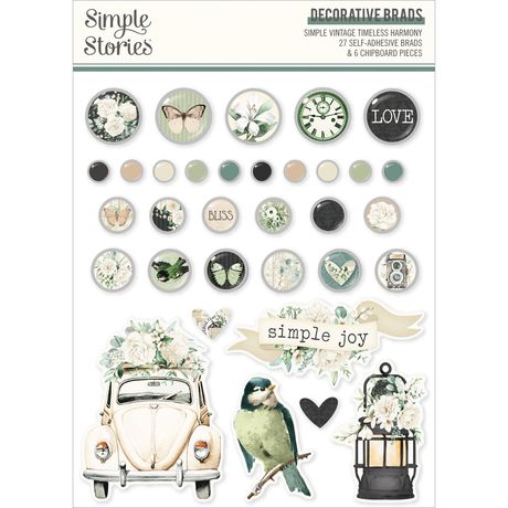 Simple Stories Simple Vintage Timeless Harmony - Decorative Brads