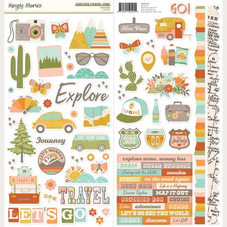 Simple Stories Open Road - Cardstock Stickers Icons