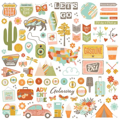 Simple Stories Open Road - Chipboard Pieces