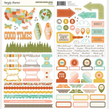 Simple Stories Open Road - Cardstock Stickers Basics