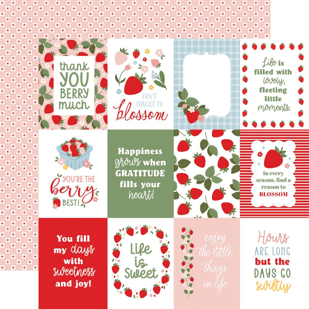 Echo Park Strawberry Fields - 3x4 Journaling Cards