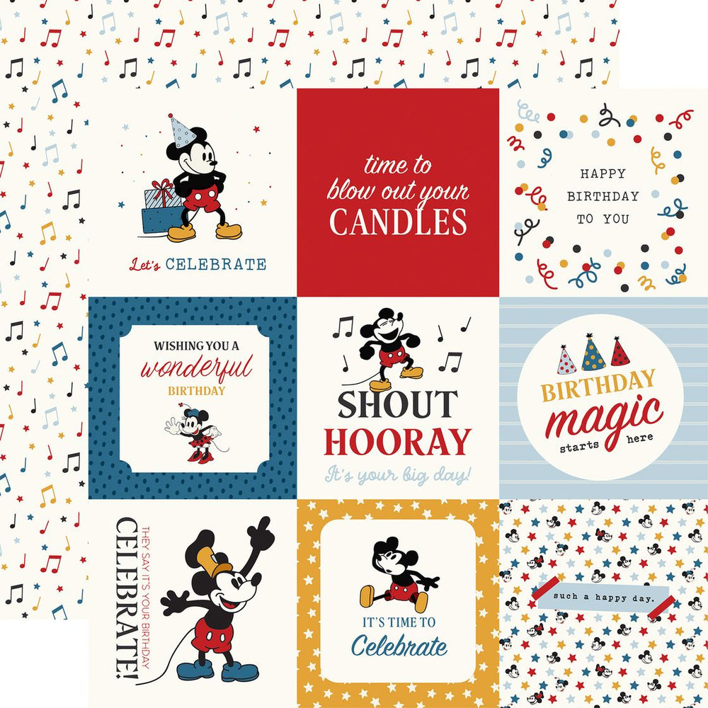Echo Park Mouse And Me Birthday - 4x4 Journaling Cards