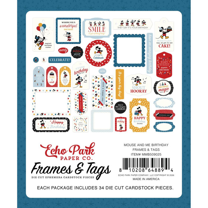 Echo Park Mouse And Me Birthday - Ephemera Frames & Tags