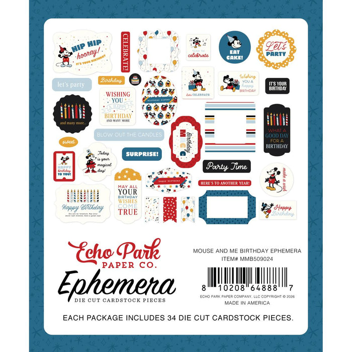 Echo Park Mouse And Me Birthday - Ephemera Icons