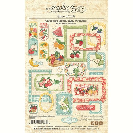 Graphic 45 Slice Of Life - Chipboard Pieces, Tags & Frames