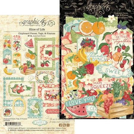 Graphic 45 Slice Of Life - Chipboard Pieces, Tags & Frames