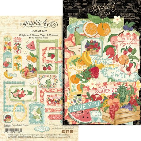 Graphic 45 Slice Of Life - Chipboard Pieces, Tags & Frames