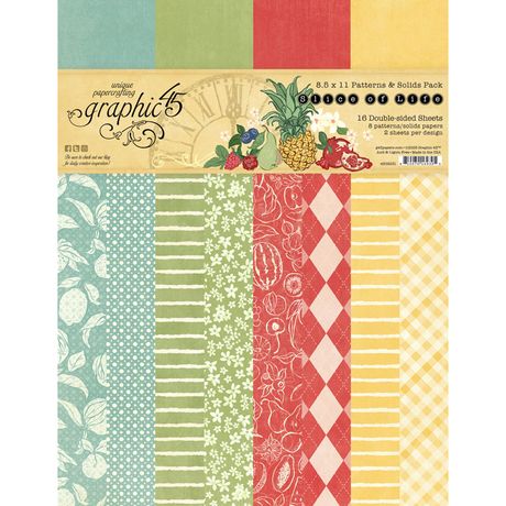Graphic 45 Slice Of Life - 8.5" x 11" Patterns & Solids Collection Pack