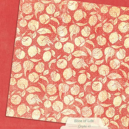 Graphic 45 Slice Of Life - Pomegranate Red Pattern & Solid