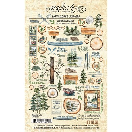 Graphic 45 Adventure Awaits - Ephemera Set