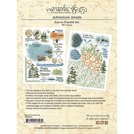 Graphic 45 Adventure Awaits - Rub-On Transfers
