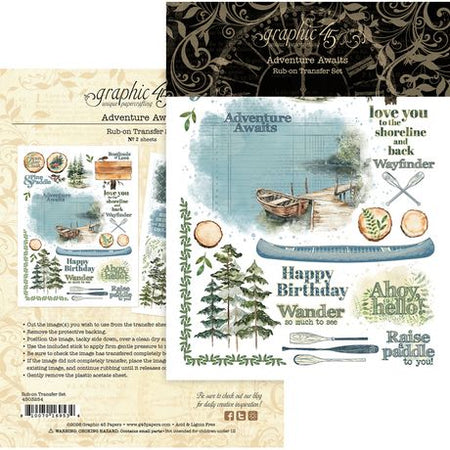 Graphic 45 Adventure Awaits - Rub-On Transfers