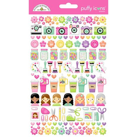Doodlebug Design Color Me Crafty - Puffy Icon Stickers
