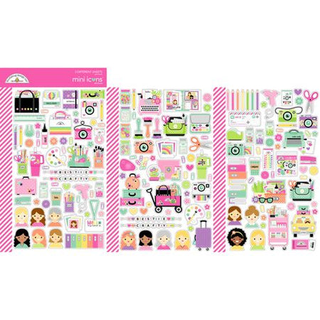Doodlebug Design Color Me Crafty - Mini Icon Stickers