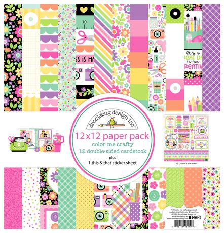 Doodlebug Design Color Me Crafty - 12x12 Double Sided Paper Pack