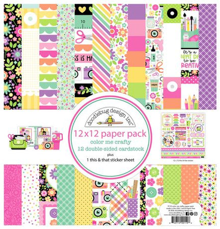 Doodlebug Design Color Me Crafty - 12x12 Double Sided Paper Pack