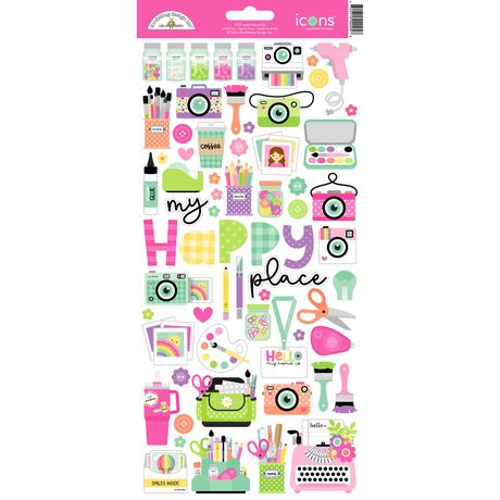 Doodlebug Design Color Me Crafty - Icon Stickers