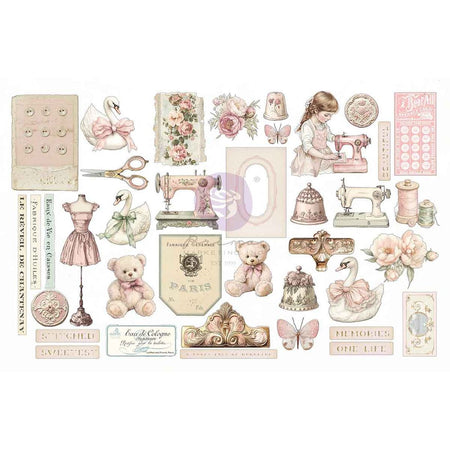 Prima Buttons & Keepsakes - Ephemera Stitched Clippings 76 Pieces