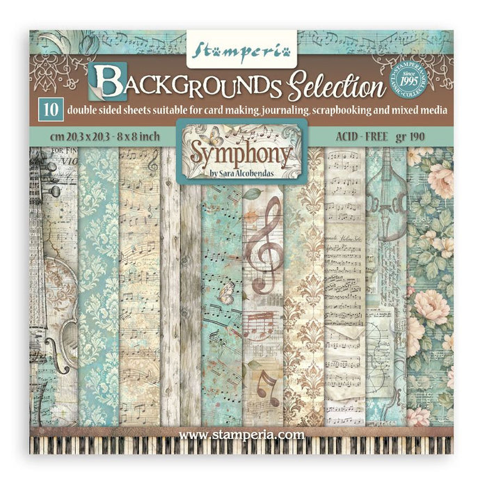 Stamperia Symphony - 8x8 Backgrounds Paper Pack