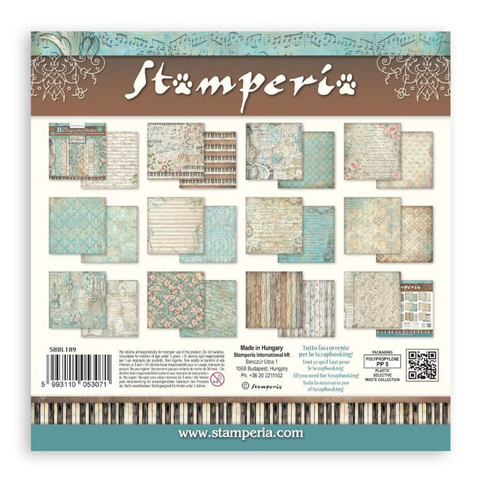 Stamperia Symphony - 12x12 Maxi Backgrounds Paper Pack