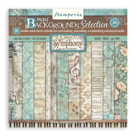 Stamperia Symphony - 12x12 Maxi Backgrounds Paper Pack