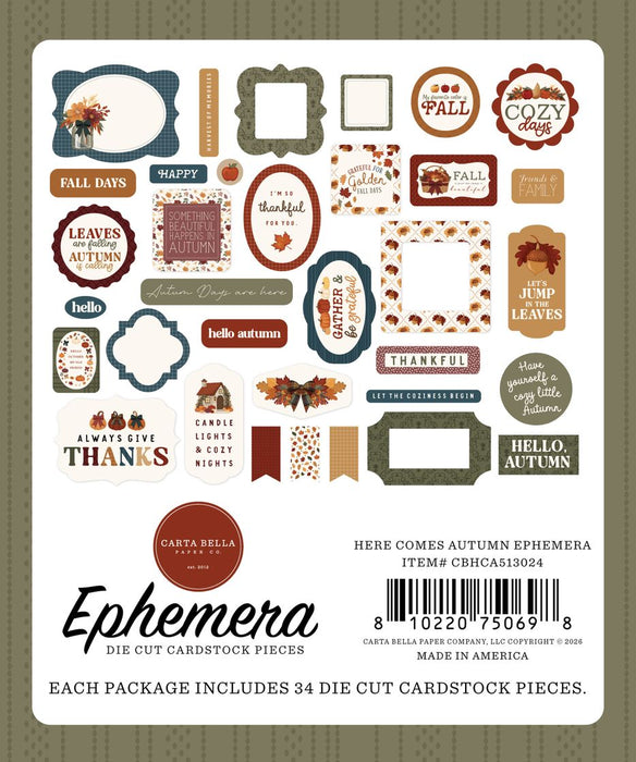 Carta Bella Here Comes Autumn - Ephemera