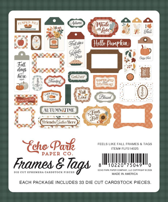 Echo Park Feels Like Fall - Ephemera Frames & Tags