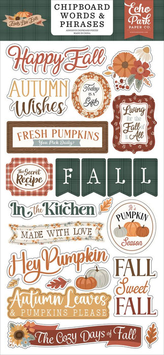 Echo Park Feels Like Fall - Chipboard Words & Phrases