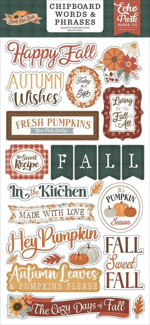 Echo Park Feels Like Fall - Chipboard Words & Phrases
