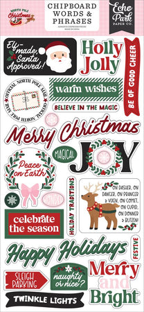 Echo Park North Pole Christmas - Chipboard Words & Phrases