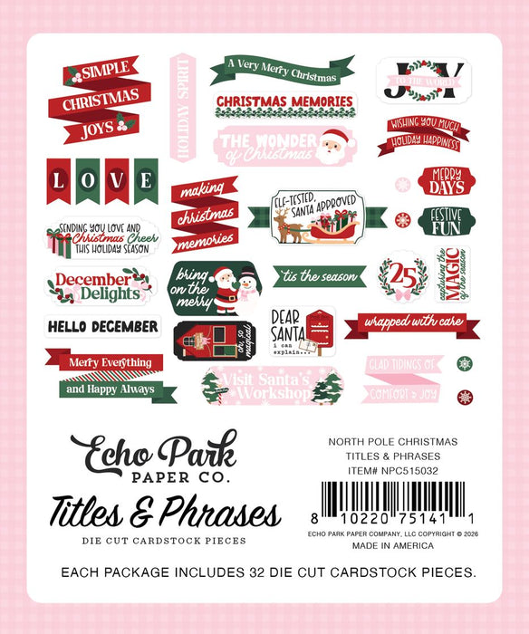 Echo Park North Pole Christmas - Ephemera Titles & Phrases