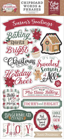 Echo Park Baking Christmas Cheer - Chipboard Words & Phrases