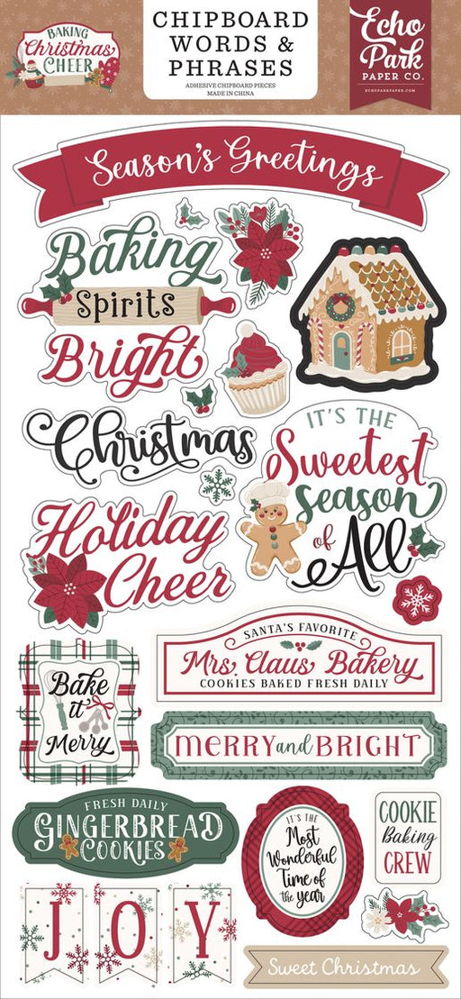 Echo Park Baking Christmas Cheer - Chipboard Words & Phrases