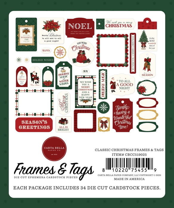 Carta Bella Classic Christmas - Ephemera Tag & Frames