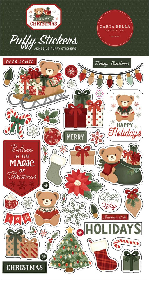 Carta Bella Have A Beary Christmas - Puffy Stickers