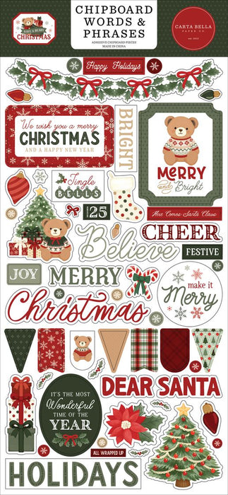 Carta Bella Have A Beary Christmas - Chipboard Words & Phrases