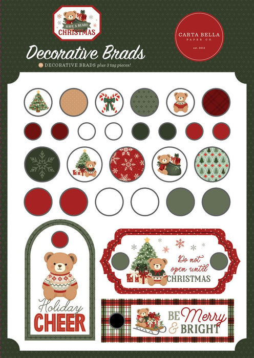 Carta Bella Have A Beary Christmas - Decorative Brads