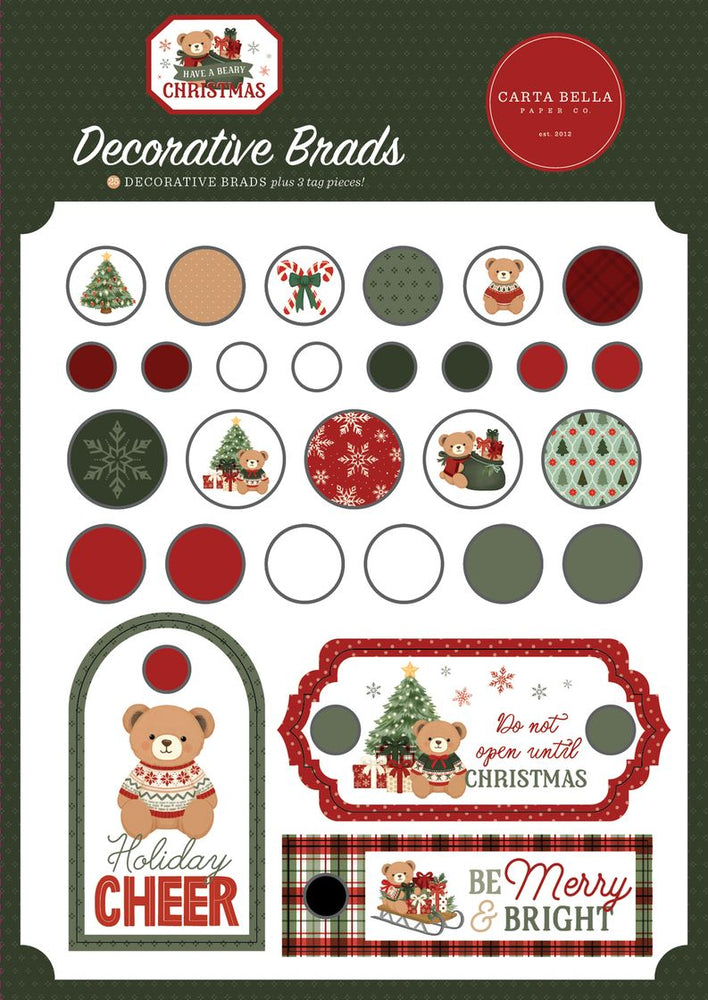 Carta Bella Have A Beary Christmas - Decorative Brads