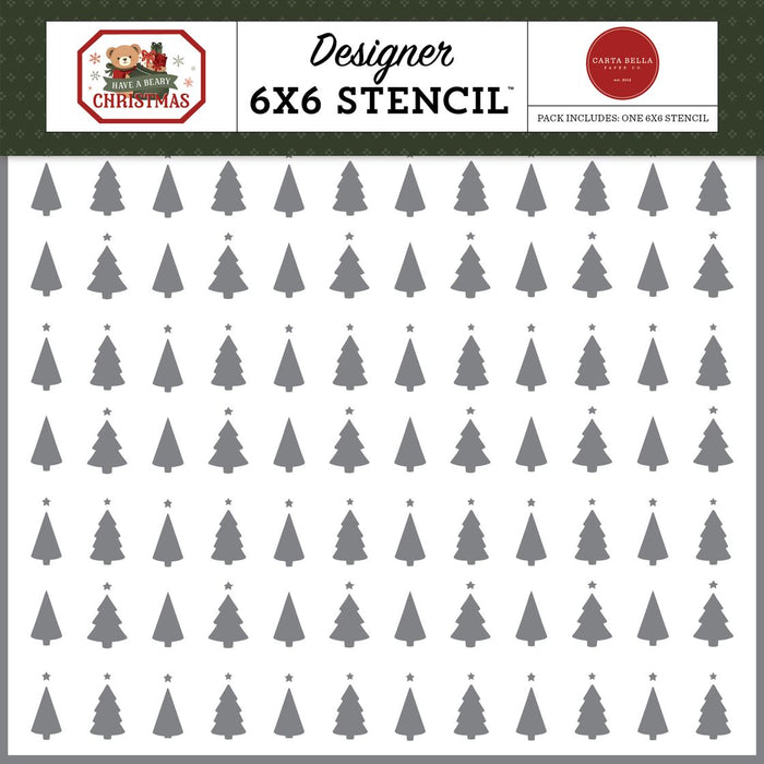 Carta Bella Have A Beary Christmas - Trim The Trees Stencil